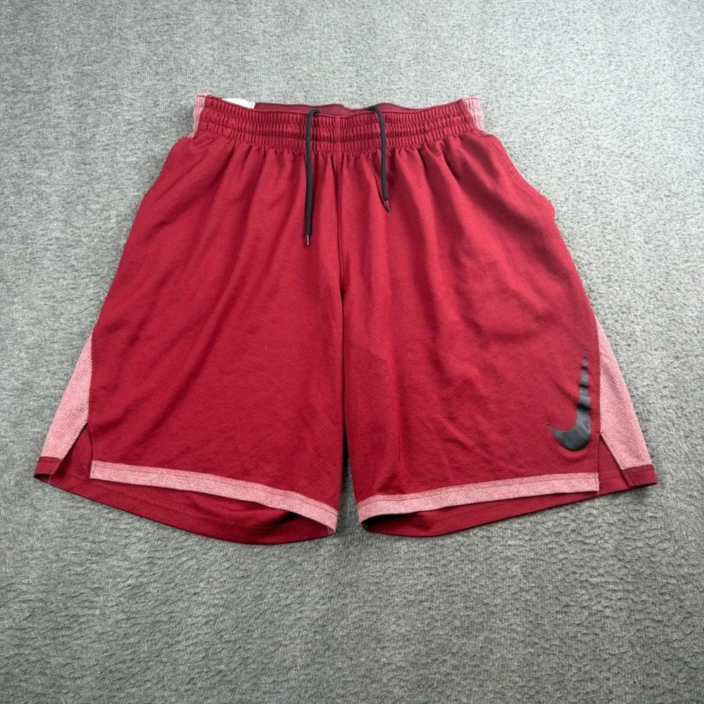 Nike Basketball Shorts Men's Large Red Dri-FIT Mesh Athletic Gym Training